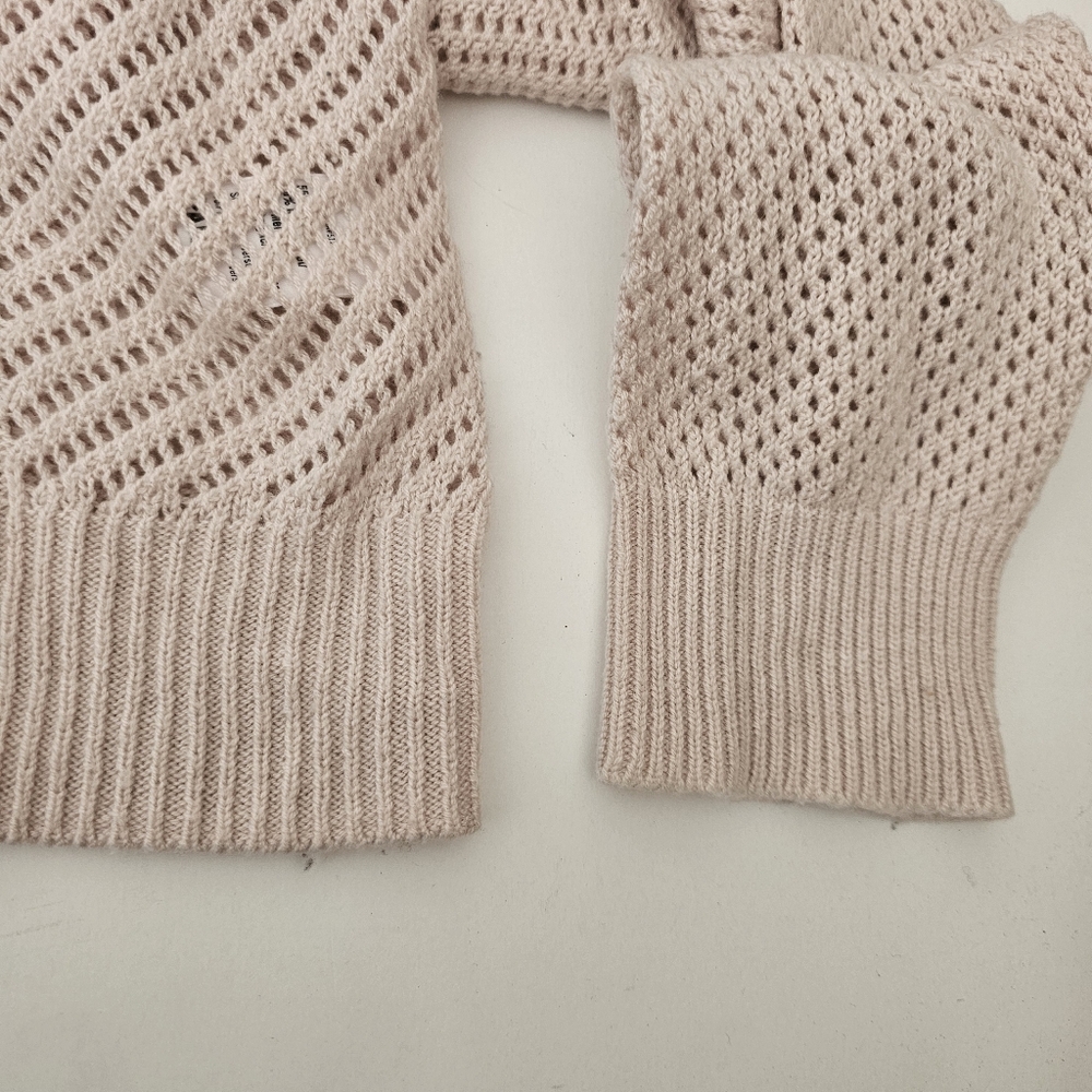 Paige Light Pink Merino Wool Blend Cableknit Sweater Small Lightweight - Picture 6 of 8